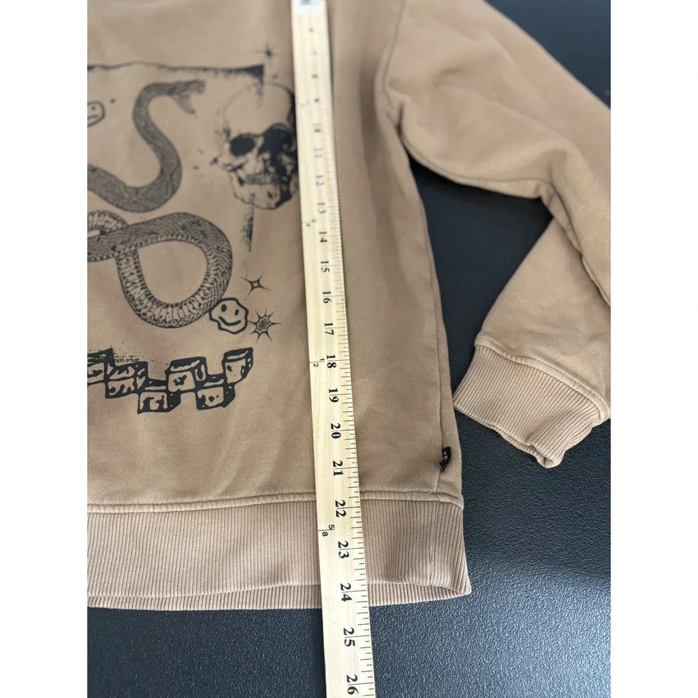 Vans Sweatshirt Mens Small Tan Brown Snake Skull Graphic Crewneck Pullover S - Picture 8 of 9